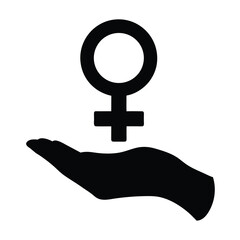 Aufkleber - Female health symbol in hand icon vector illustration for women's health and support design