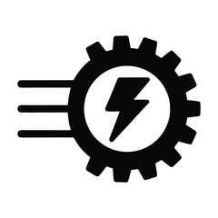 Poster - Power energy industry gear technology electricity bolt vector icon for automation and innovation