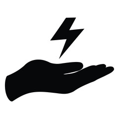 Aufkleber - Hand holding lightning bolt vector illustration for energy power electricity concept design use, icon