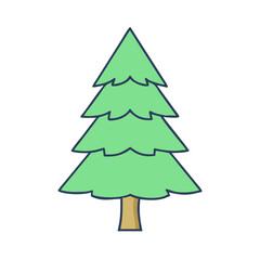 Poster - Illustration of a green christmas tree evergreen tree drawing for christmas design and art projects