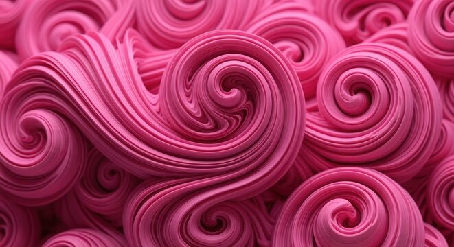 Swirling Pink Abstract curves form a dense mass of soft, spiraling shapes
