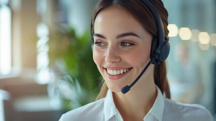 Poster - A customer service representative radiates warmth, embodying attentive listening and providing top-tier support, headset on, ready to assist. customer support service