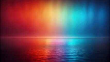Poster - A captivating abstract landscape featuring a spectrum of vibrant colors reflected in the still water, creating a serene and mesmerizing visual experience. 