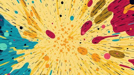Poster - An explosion of color bursts forth with dynamic energy. The image is dominated by a chaotic yet captivating arrangement of splattered paint creating a vibrant and exciting visual experience. 