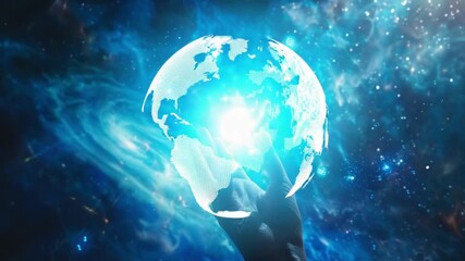 Poster - Digital Earth Held in Hand