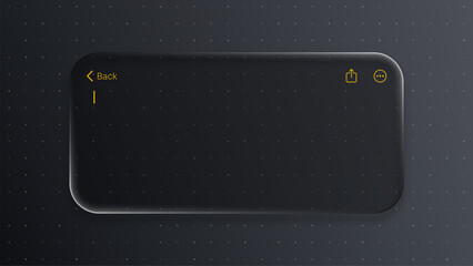 Poster - Text message box with liquid glass black vector. Glassmorphism style chat interface on dark background. UI design for mobile application.