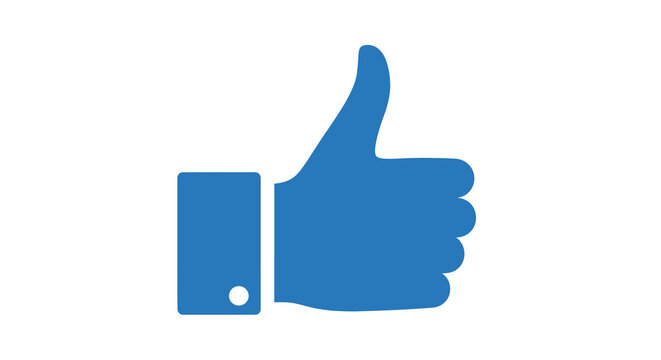 Solid Blue Thumbs Up Hand Gesture Icon