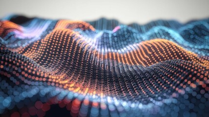 Poster - Abstract wavy surface formed by luminous points for futuristic background