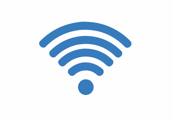 Poster - Illustration of a blue wifi signal icon with curved lines and a circle on a white background design vector