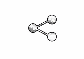 Fototapete - Illustration of a share icon with three circles connected by lines on a white background drawing art