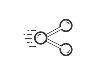 Poster - Illustration of a share icon with three circles connected by lines and motion blur effect on the left