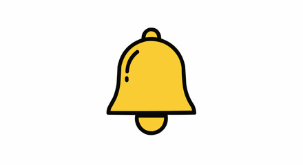 Fototapete - Illustration of a yellow bell with black outline on a white background notification announcement concept