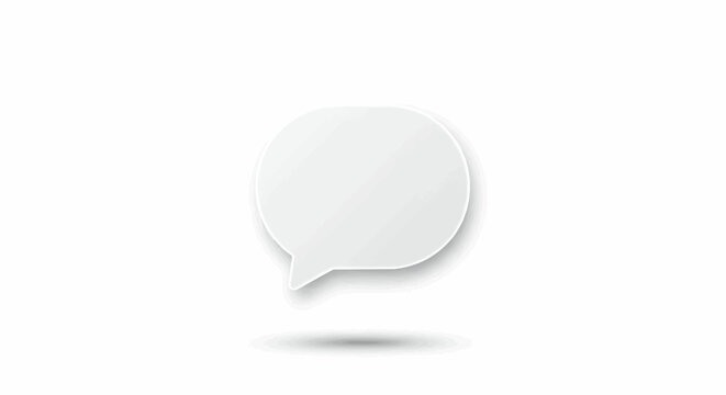 Illustration of a white speech bubble with a subtle shadow on a plain white background design element