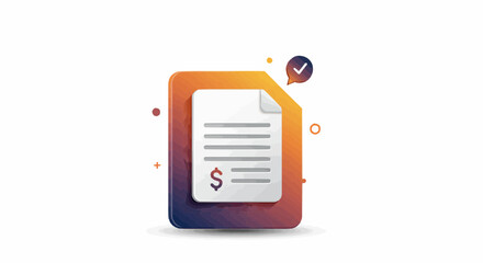 Poster - Illustration of a document with a dollar sign and a checkmark on an orange and blue background