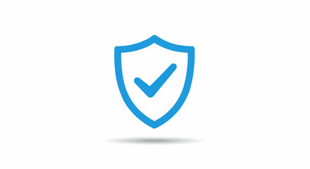 Poster - A blue shield with a check mark in the center symbolizing security and protection on a white background