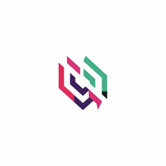Poster - Abstract geometric shape with colored lines forming a modern design on a white background art