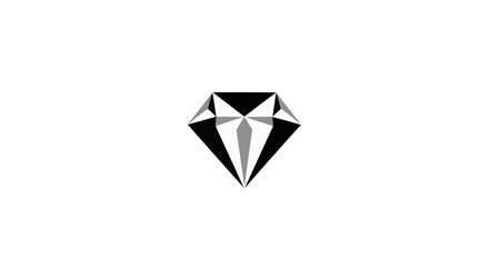 Poster - Illustration of a symmetrical diamond shape with black and gray facets on a white background space
