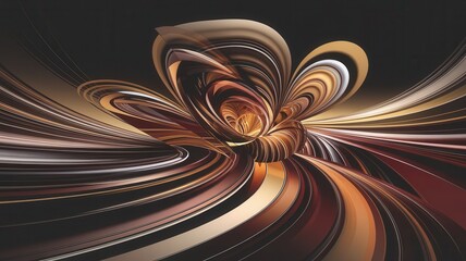 Poster - Flowing organic forms in shades of amber and chocolate creating artistic movement
