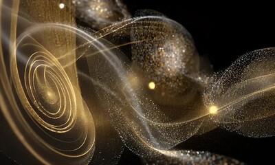 Wall Mural - Swirling Golden Galaxy Stars Glowing in Cosmic Space Animation