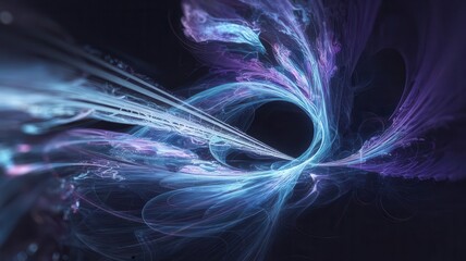 Poster - Abstract cosmic energy flow with swirling light trails and dark void