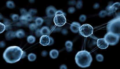 Poster - A mesmerizing display of interconnected spheres against a dark backdrop evokes a sense of scientific exploration and complex molecular structures.