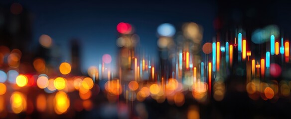 Poster - Abstract financial chart overlaying a blurred cityscape evokes a sense of modern investment and global market activity.