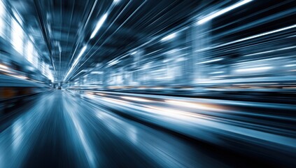 Poster - Abstract streaks of light and motion create a dynamic sense of speed and technological advancement in a futuristic environment.