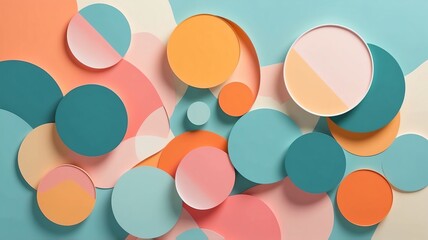 Poster - Abstract Composition with Pastel Circles and Geometric Shapes for Creative Designs