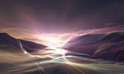 Wall Mural - Abstract Landscape with Flowing Lines and Soft Colors