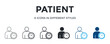 © San D - Patient Icon In Different Style Vector Illustration. Designed In Thin Line, Regular Line, Bold Line, Glyph, Color Line, And Color Glyph Style Can Be Used For Web