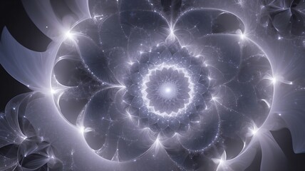 Poster - Abstract Floral Design with Fractal Patterns and Glowing Light Effect