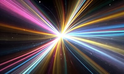 Wall Mural - abstract colorful light streaks bursting from center