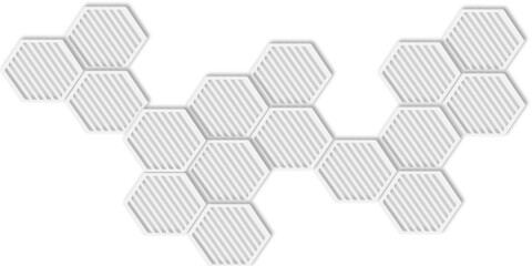 Aufkleber -  featuring a pattern of interconnected textured hexagonal shapes in three clusters design is modern and minimalist white background.