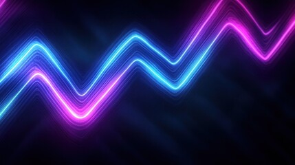 Poster - A vibrant display of neon zigzags showcasing a blend of blue and pink hues against a dark background