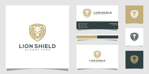 Aufkleber - lion shield animal logo design vector