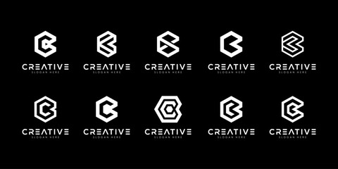Aufkleber - set of abstract initial letter W , C logo template