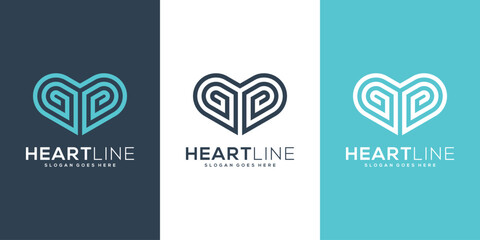 Aufkleber - heart logo vector design line