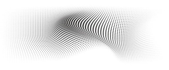 Poster - flowing wave dot halftone pattern: curve gradient shape on transparent background. suitable for ai, 