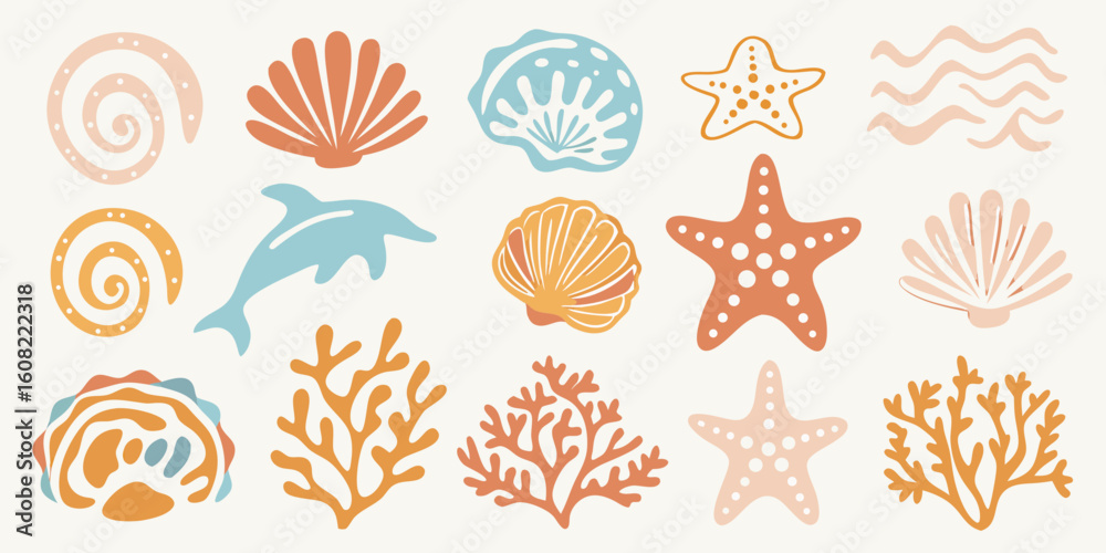 vector illustration of a set of abstract floral elements Stock Vector ...