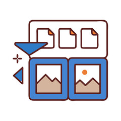Fototapete - Icon representing a digital data organization and classification process. The image is visually appealing and suitable for illustrating a process or procedure in a technical context.
