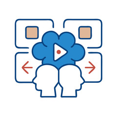 Poster - A vibrant and symbolic illustration featuring interconnected ideas, cloud technology, and communication, designed to symbolize a cloud network and sharing information.