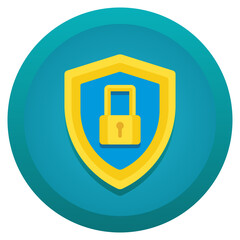 Poster - Digital security shield with golden padlock icon