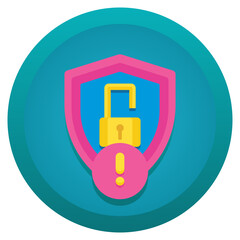 Poster - Security alert unlocked shield with exclamation mark icon