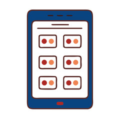 Poster - A digital interface of a tablet. The application of a smart phone on a blue background. An artistic rendering perfect for technology and digital themes.