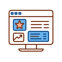 Fototapete - An animated computer interface with a star icon and data display.