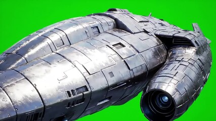 Wall Mural - futuristic spacecraft with sleek metallic design and green background with ai generated