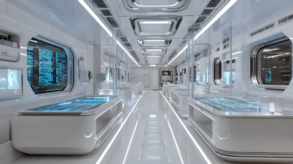 Poster - Futuristic laboratory interior showing advanced technology and data analysis