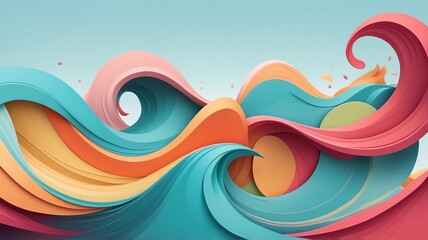 Poster - Abstract Colorful Waves Illustration with Swirling Shapes for Modern Design
