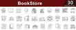 © Waseem - Book Store Line Icons Set with Editable Stroke for Library, Reading, Literature, and Book Shopping