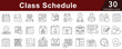 © Waseem - Class Schedule Line Icons Set with Editable Stroke for Education, Timetable, School, and Academic Planning